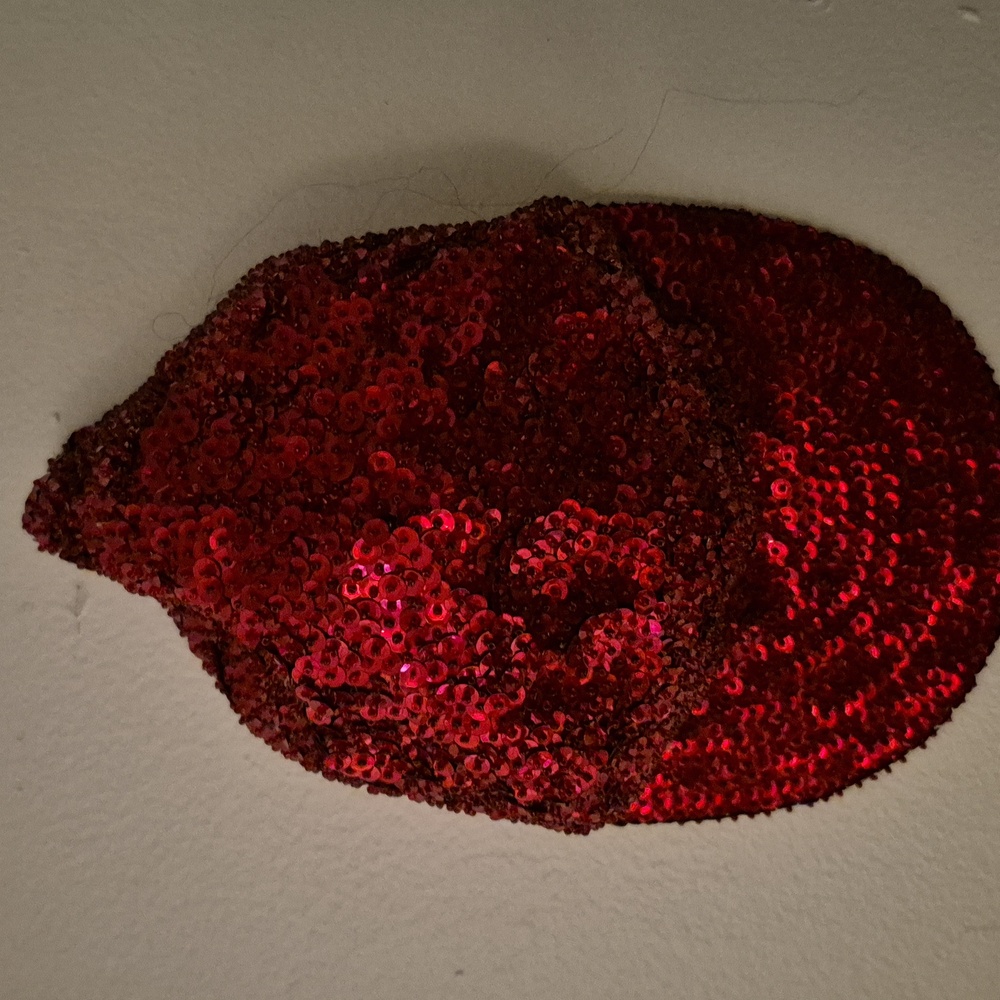 Hat Red One Size Adjustable Sequin Sparkly
